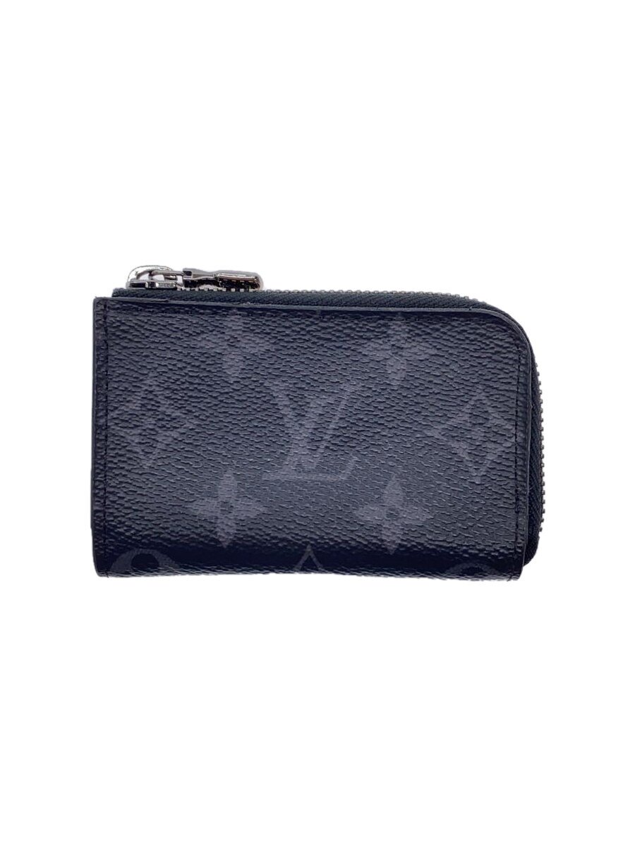 【中古】LOUIS VUITTON◆ポルト・モネ・ジュール_モノグラム・エクリプス_BLK/PVC/GRY/メンズ【服飾雑貨他】
