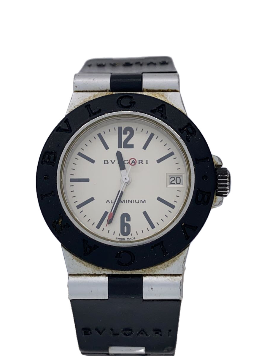 【中古】BVLGARI◆石英ウオッチ/アナログ/天然ゴム/WHT/BLK/AL32A/総べて的に汚れ有/天然ゴム落ち込み//【服飾雑貨他】