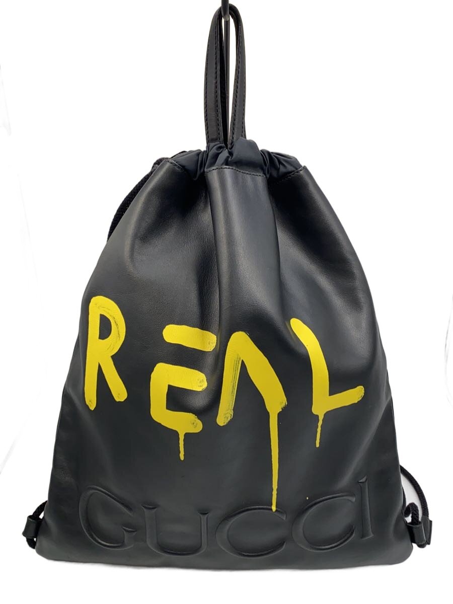 【中古】GUCCI◆ドローストリング・バックパック_生きすだま/--/BLK//【御徒面子】