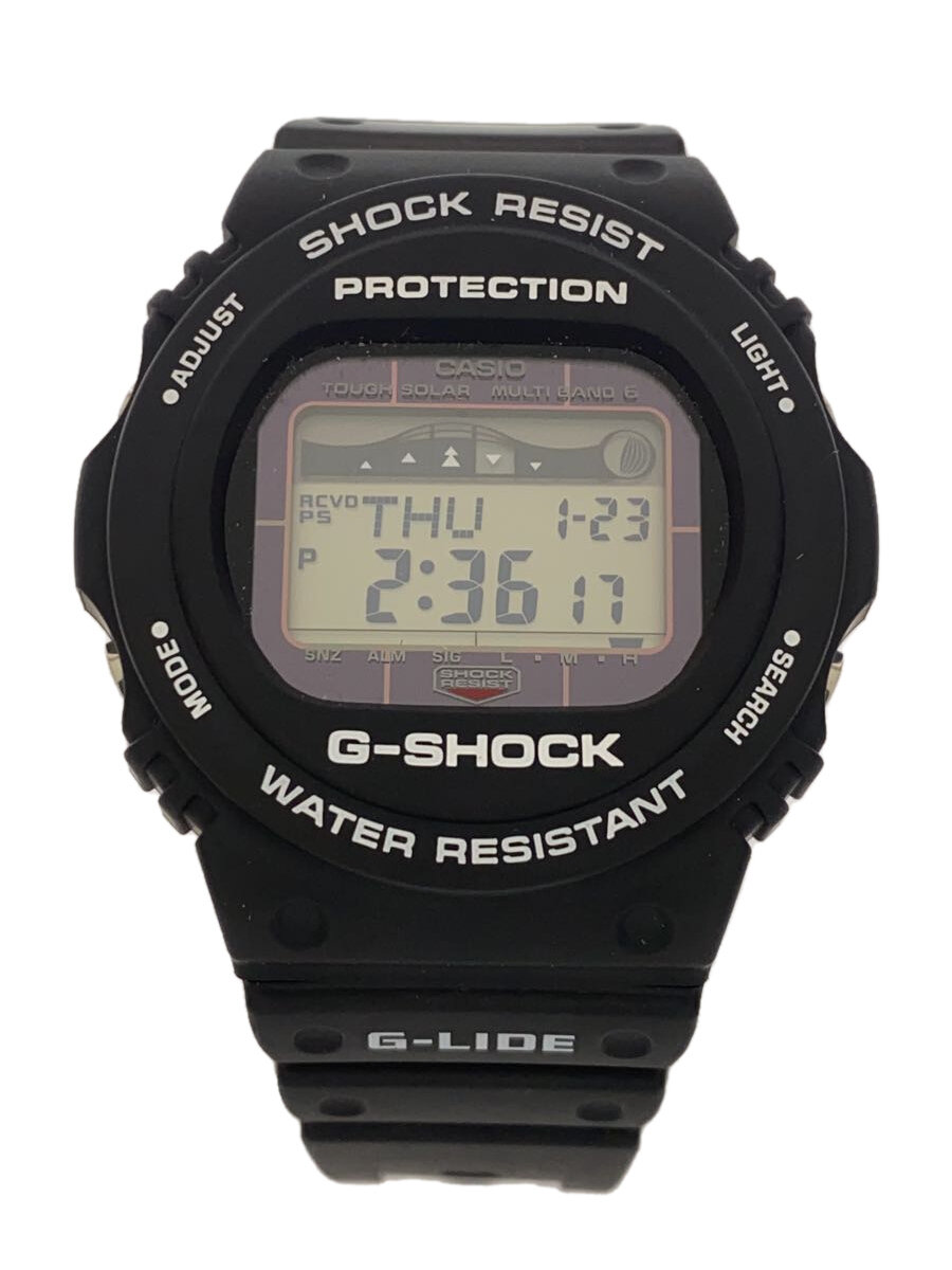 【中古】CASIO◆ソーラーウオッチ・G-SHOCK/デジタル/天然ゴム/BLK/BLK/? NULL ?【服飾雑貨他】