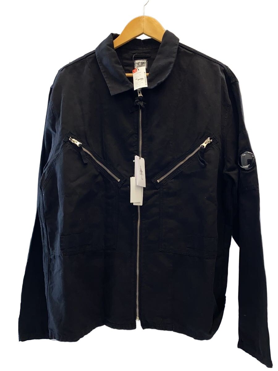 【中古】C.P.COMPANY◆25SS/OVERSHIRT/綿織物リネン/上衣/XL/綿織物/BLK/18CMOS103A【メンズウェア】