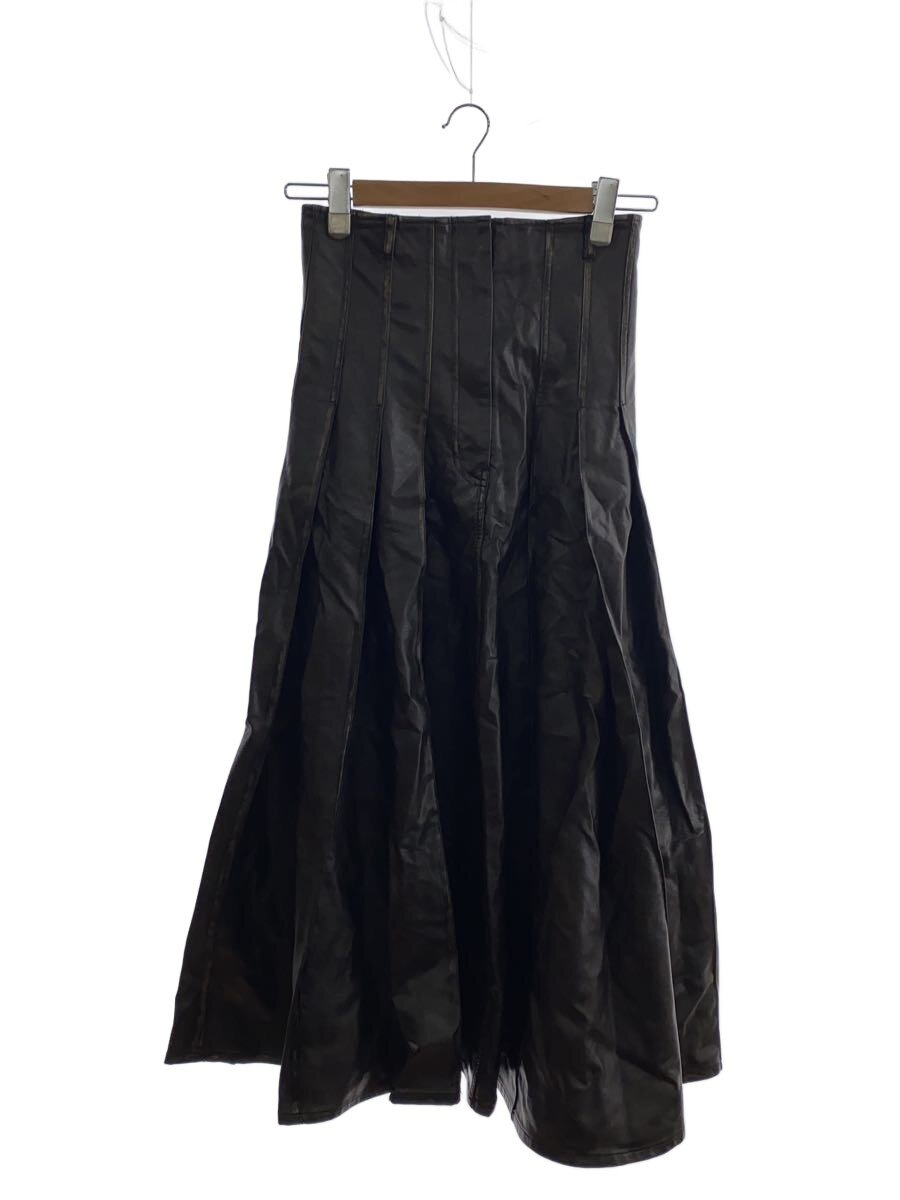 【中古】MAISON SPECIAL◆Tack Pleats/ロングスコート/36/フェイクレザー/BRW/21242515102【レディース御召しもの】