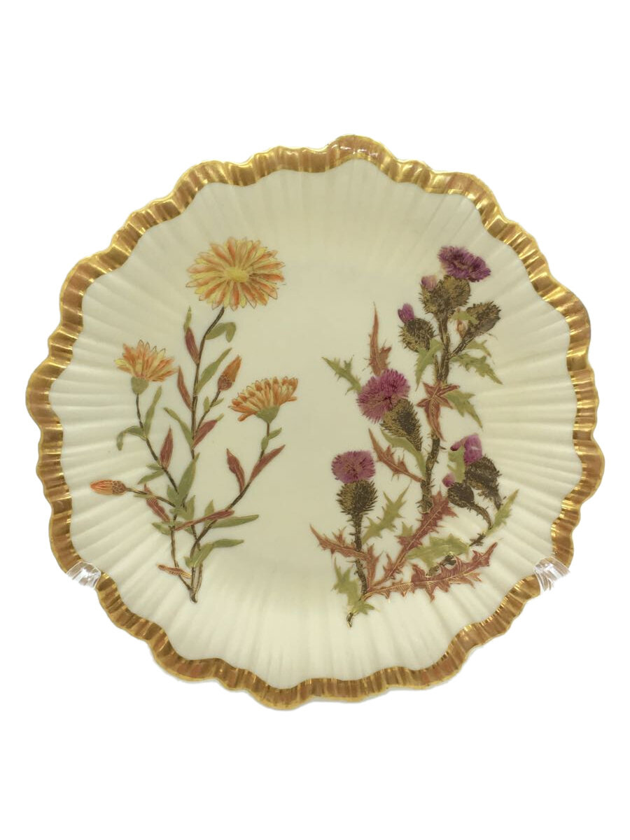 【中古】Royal Worcester◆アンティークプレート/花柄/金縁//【キッチン用品】