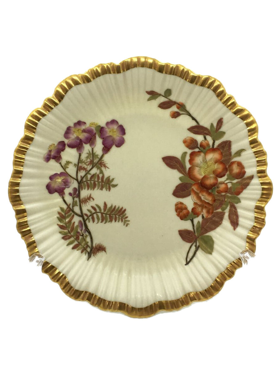 【中古】Royal Worcester◆アンティーク一皿/花柄/金縁//【御厨子所備品】