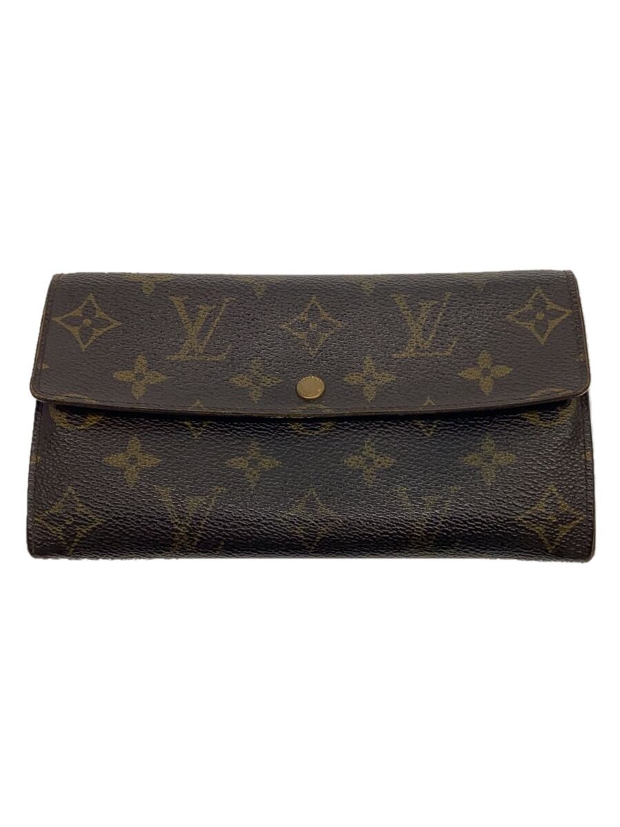 【中古】LOUIS VUITTON◆1)ポルト・フォイユ・サラ_モノグラム・キャンバス_BRW/PVC/BRW/レディース【服飾雑貨他】