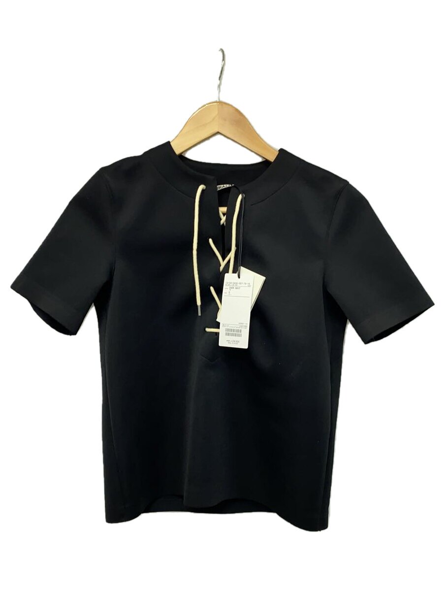 【中古】AURALEE◆ティーシャツ/O/ポリエステル/黒いこと/無地//WETSUIT JERSEY LACE UP TEE/オーラリー【レディース御召しもの】