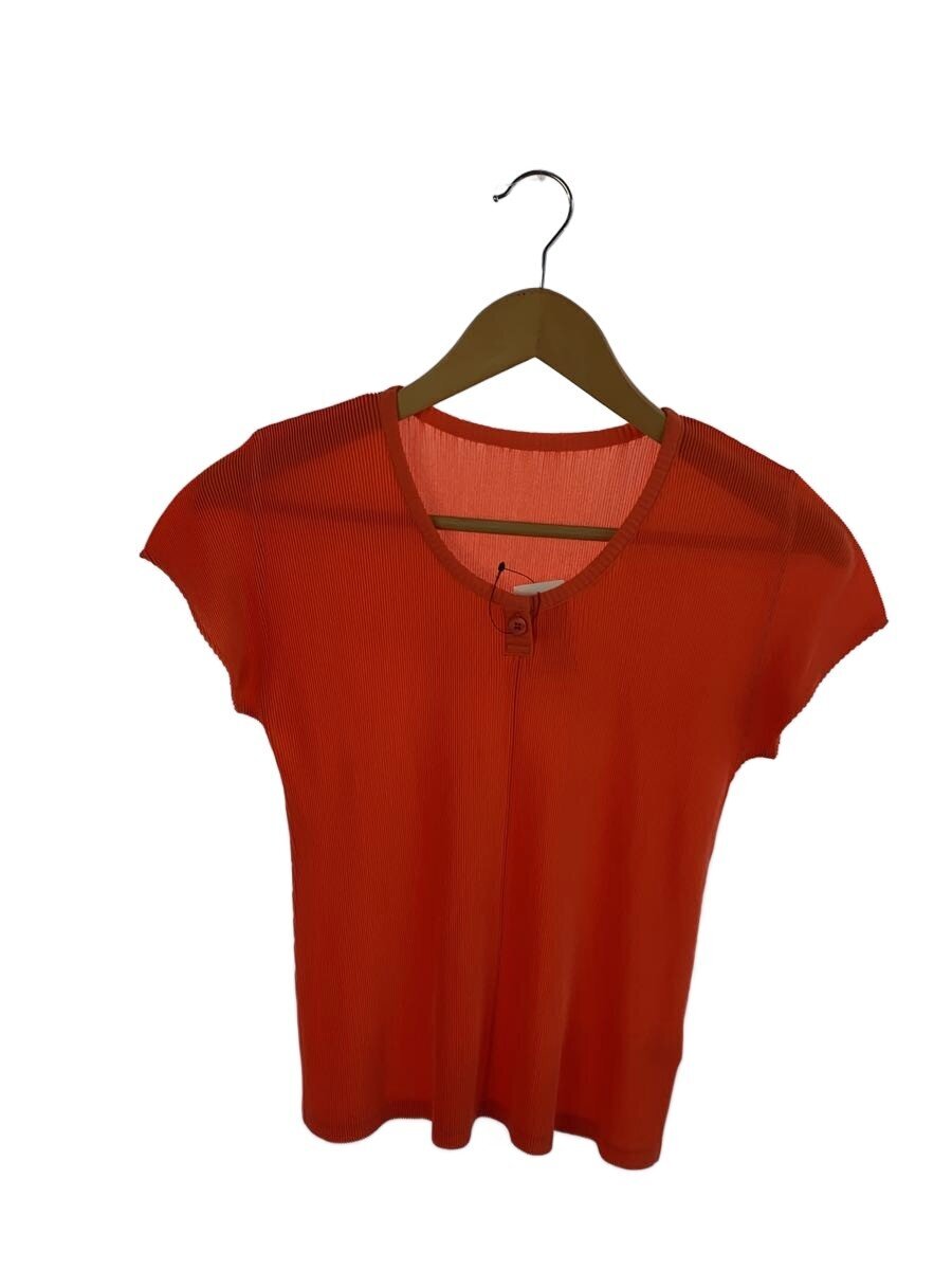 【中古】PLEATS PLEASE ISSEY MIYAKE◆半袖カットソー/3/ポリエステル/オレンジ色【レディース御召しもの】