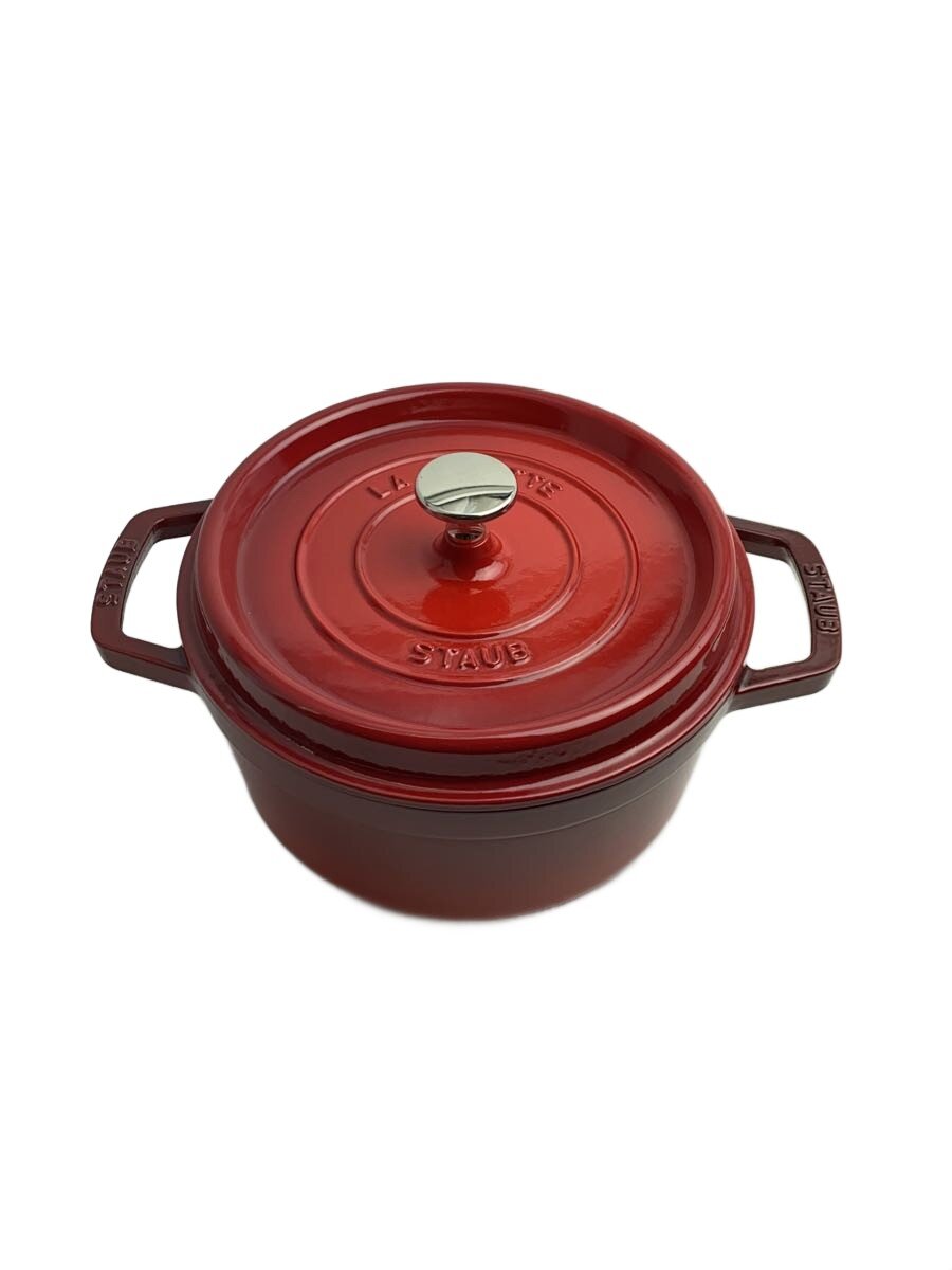 【中古】Staub◆ココット/ラウンド/桜んぼう/鍋/静電容量:2.5L/大きさ:22糎/RED/40509-825【勝手もと設備】