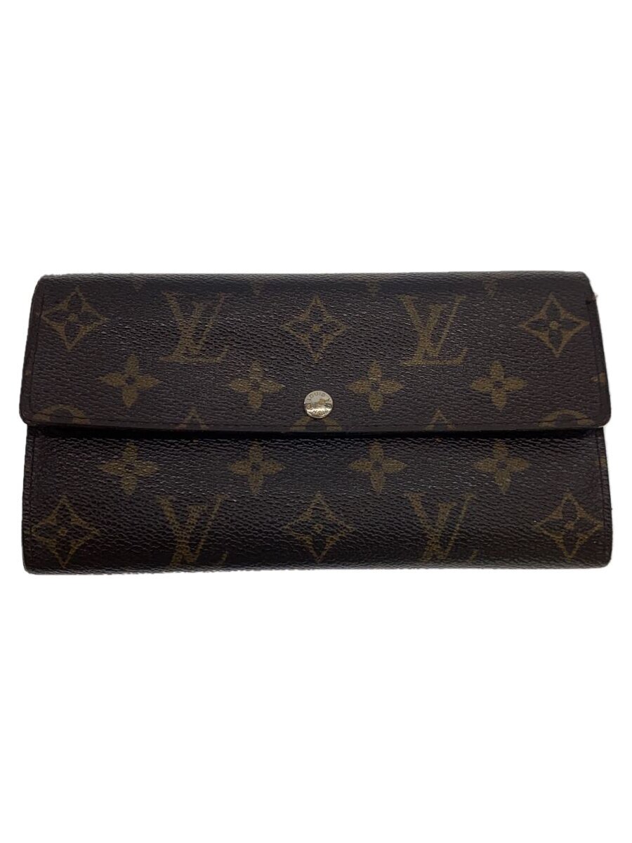 【中古】LOUIS VUITTON◆1)ポルト・フォイユ・サラ_モノグラム・帆布_BRW/PVC/BRW/総柄/レディース【服飾雑貨他】