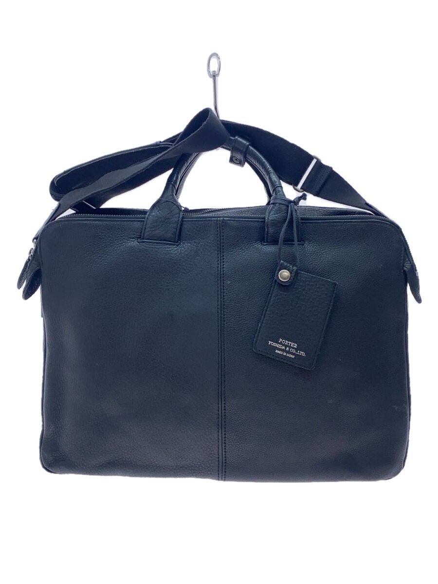 【中古】PORTER◆ショルダーバッグ/なめし革/BLK【御徒面子】