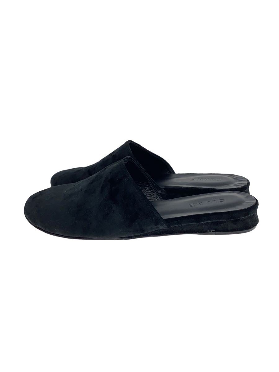 【中古】CLANE◆VELOUR FLAT MULES/ベロアフラットミュール/家庭用スリッパ/サンダル/36/黒いこと【シューズ】