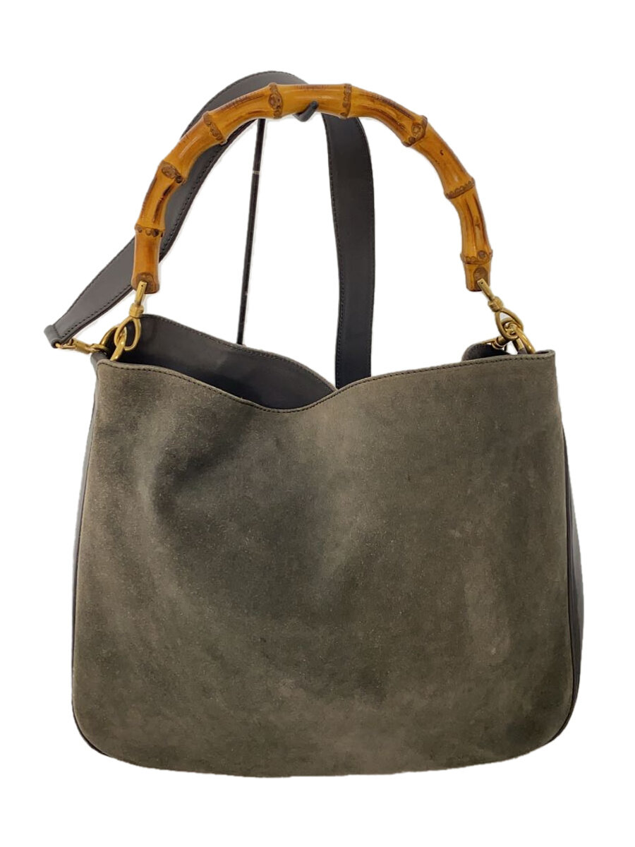 【中古】GUCCI◆ハンドバッグ/002204/ショルダーバッグ/バンブーハンドル/グレー/ブラック【バッグ】｜2ｎｄ STREET 店