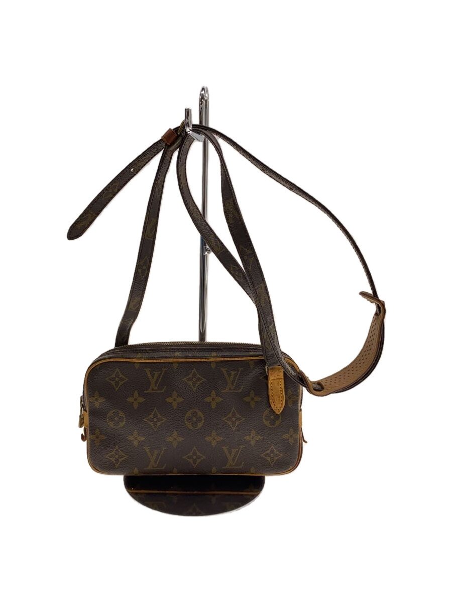 【中古】LOUIS VUITTON◆ポシェット・マルリー・バンドリエール_モノグラム・帆布_BRW/PVC/BRW【御徒面子】