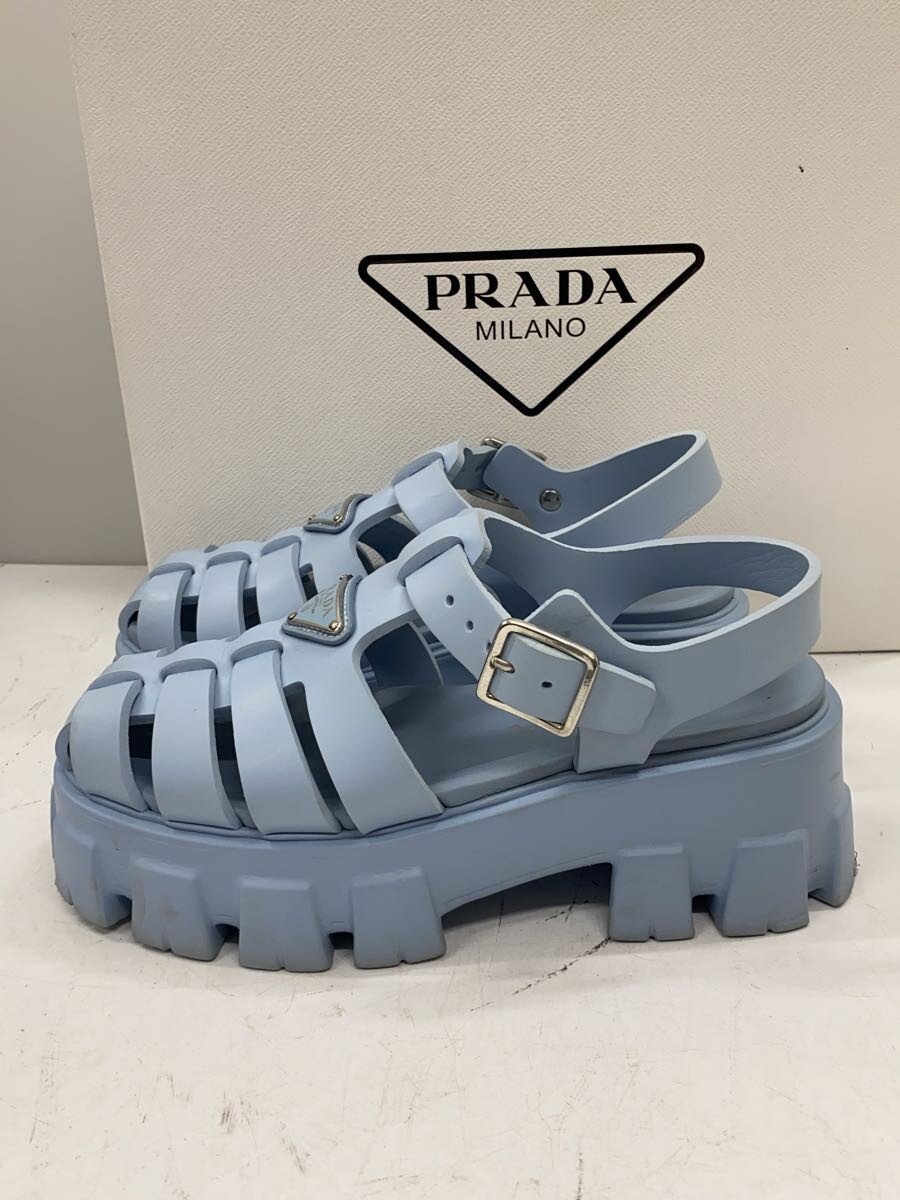【中古】PRADA◆モノ木鼠/天然ゴムサンダル/36/BLU/MADE IN ITALY【シューズ】