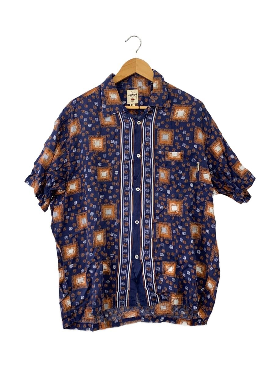 【中古】STUSSY◆90s/オープンカラーシャツ/M/レーヨン/NVY/総柄//【メンズウェア】|2nd STREET 店