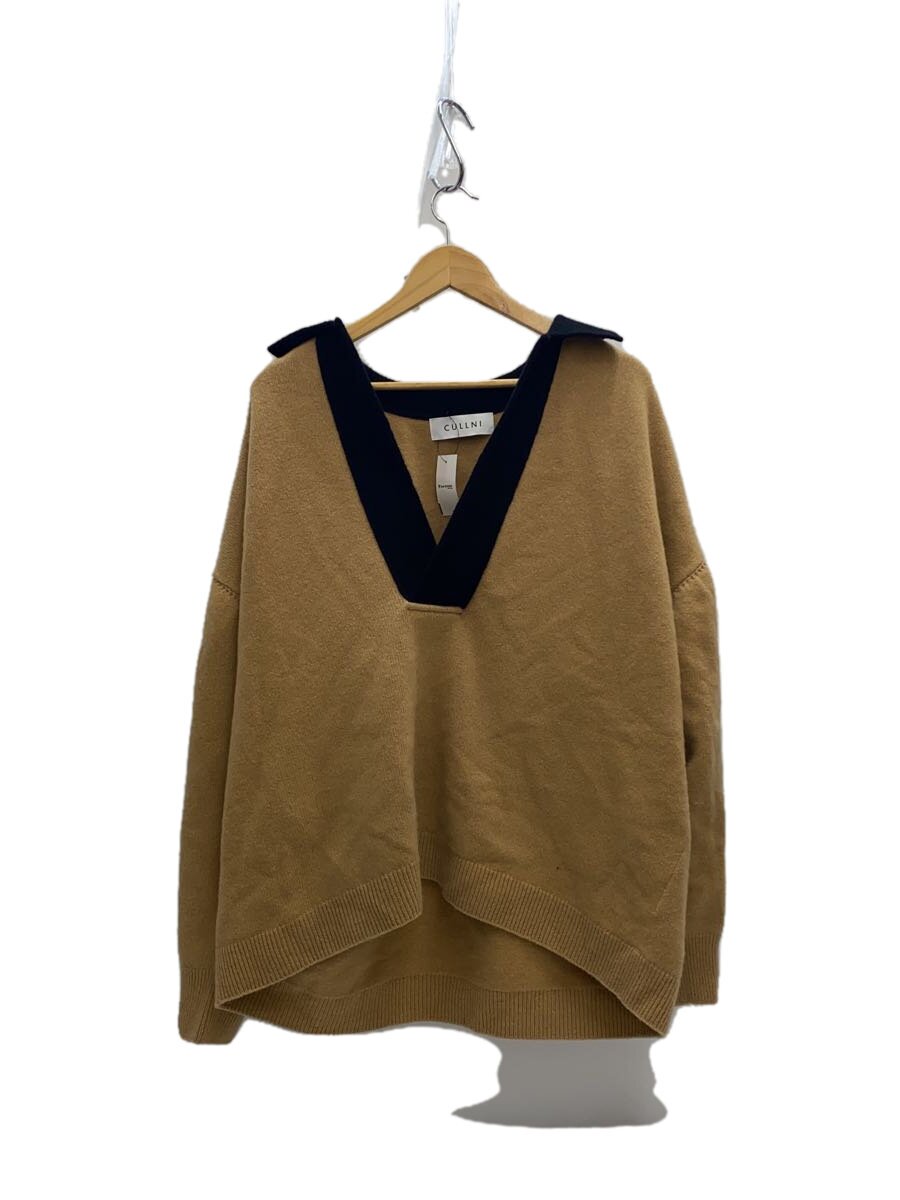 【中古】CULLNI◆Wool Cashmere Skipper Knit/2/羊毛/CML/無地/23-AW-041【レディースお召しもの】