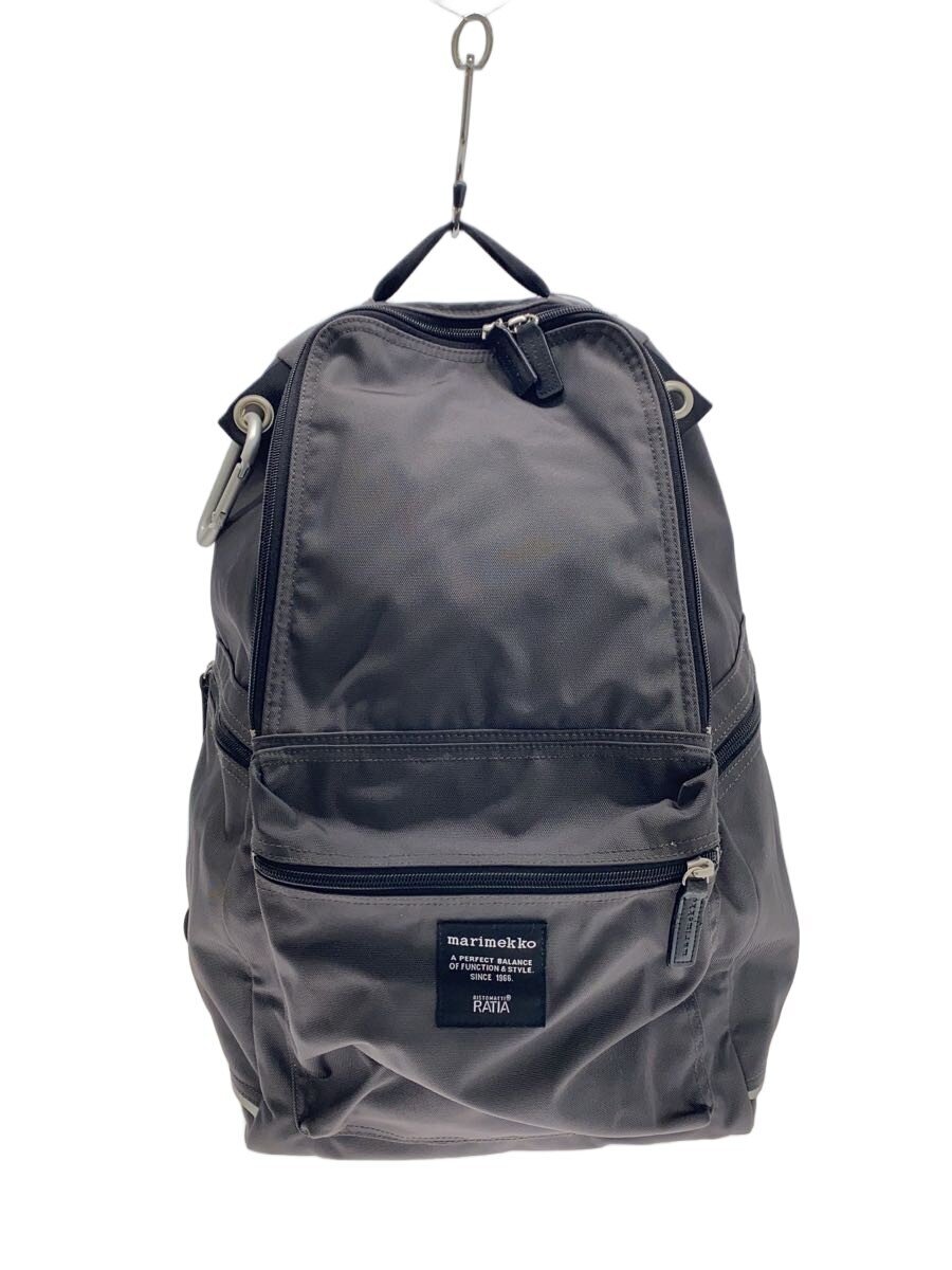 【中古】marimekko◆背嚢/PVC/GRY//【御徒面子】