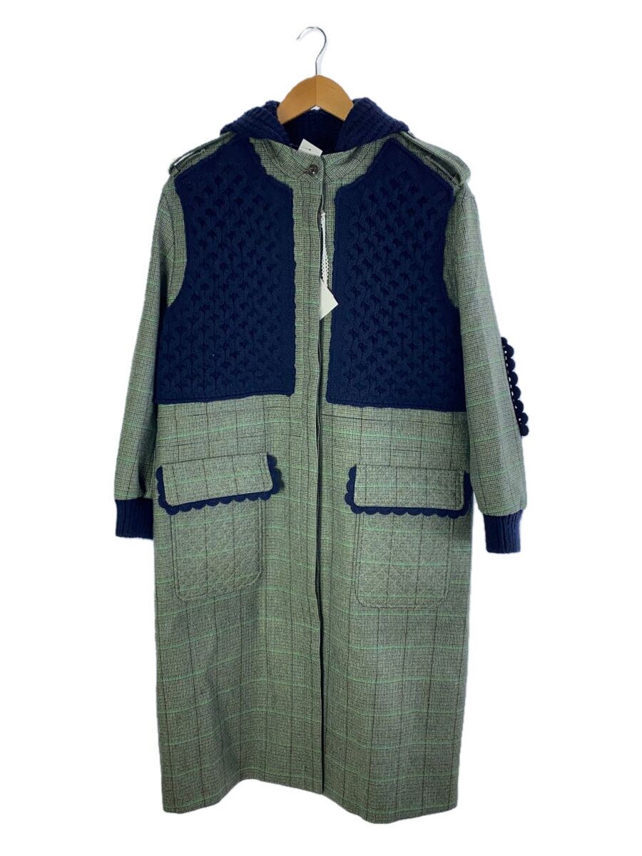 【中古】mina perhonen◆22-23AW/forester check厚地の外套/38/羊毛/GRN/照合のしるし/aaa6717【レディース御召しもの】