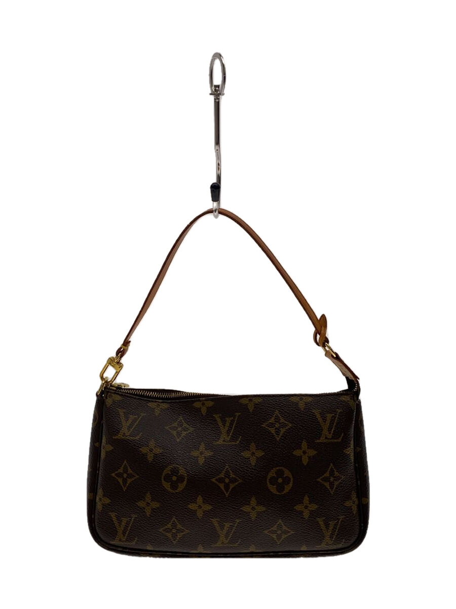 【中古】LOUIS VUITTON◆1)ポシェット・アクセソワール_モノグラム・帆布_BRW/PVC/BRW/総柄【御徒面子】
