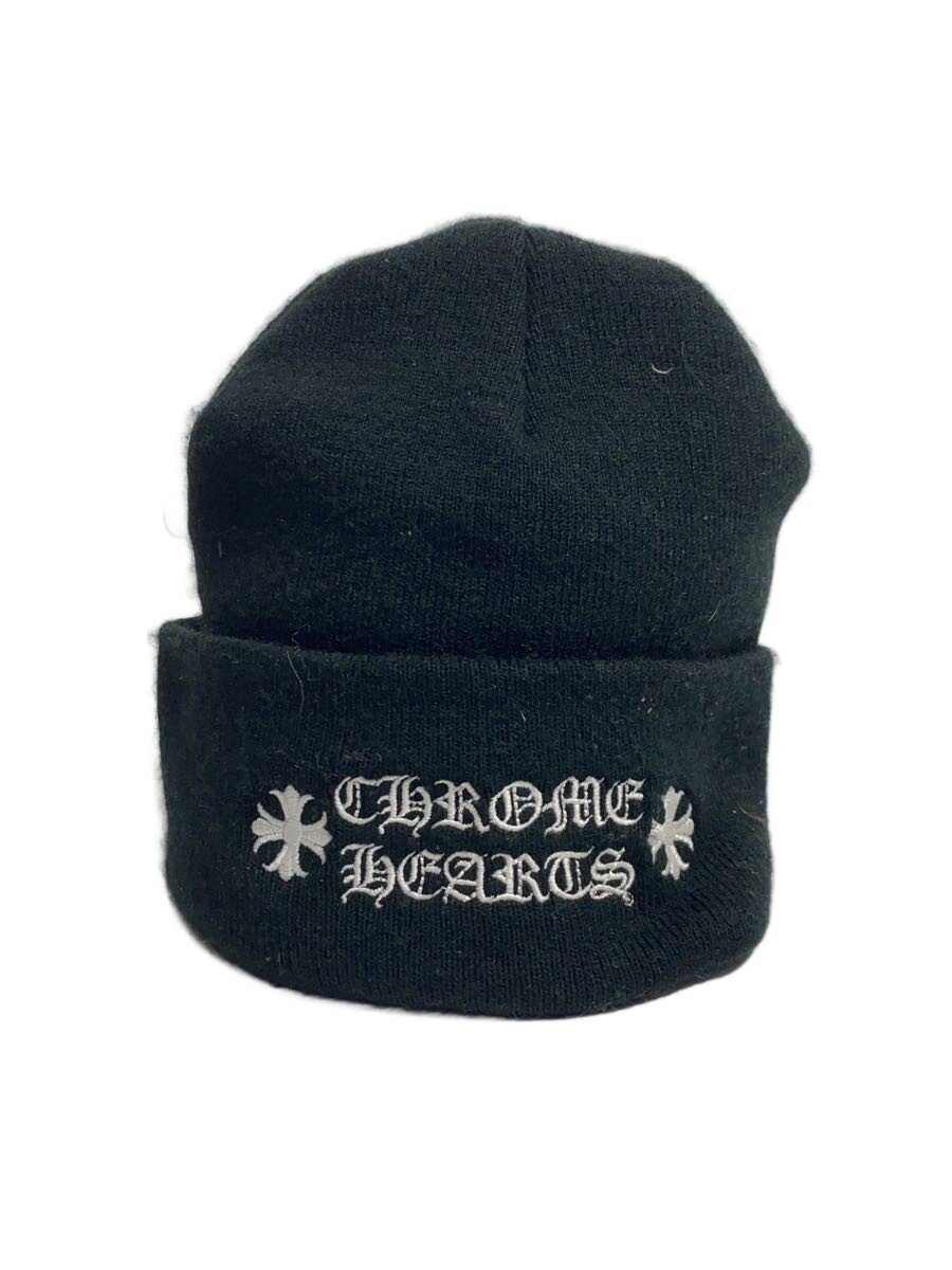 【中古】CHROME HEARTS◆ワッチキャップ/編み物旗がしら/FREE/アクリル樹脂/BLK/メンズ//【服飾雑貨他】