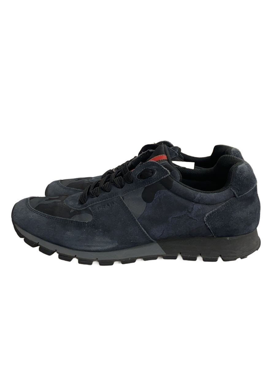 【中古】PRADA SPORT◆ローカットスニーカー/シューズ/UK8/NVY/スウェード/2700【シューズ】