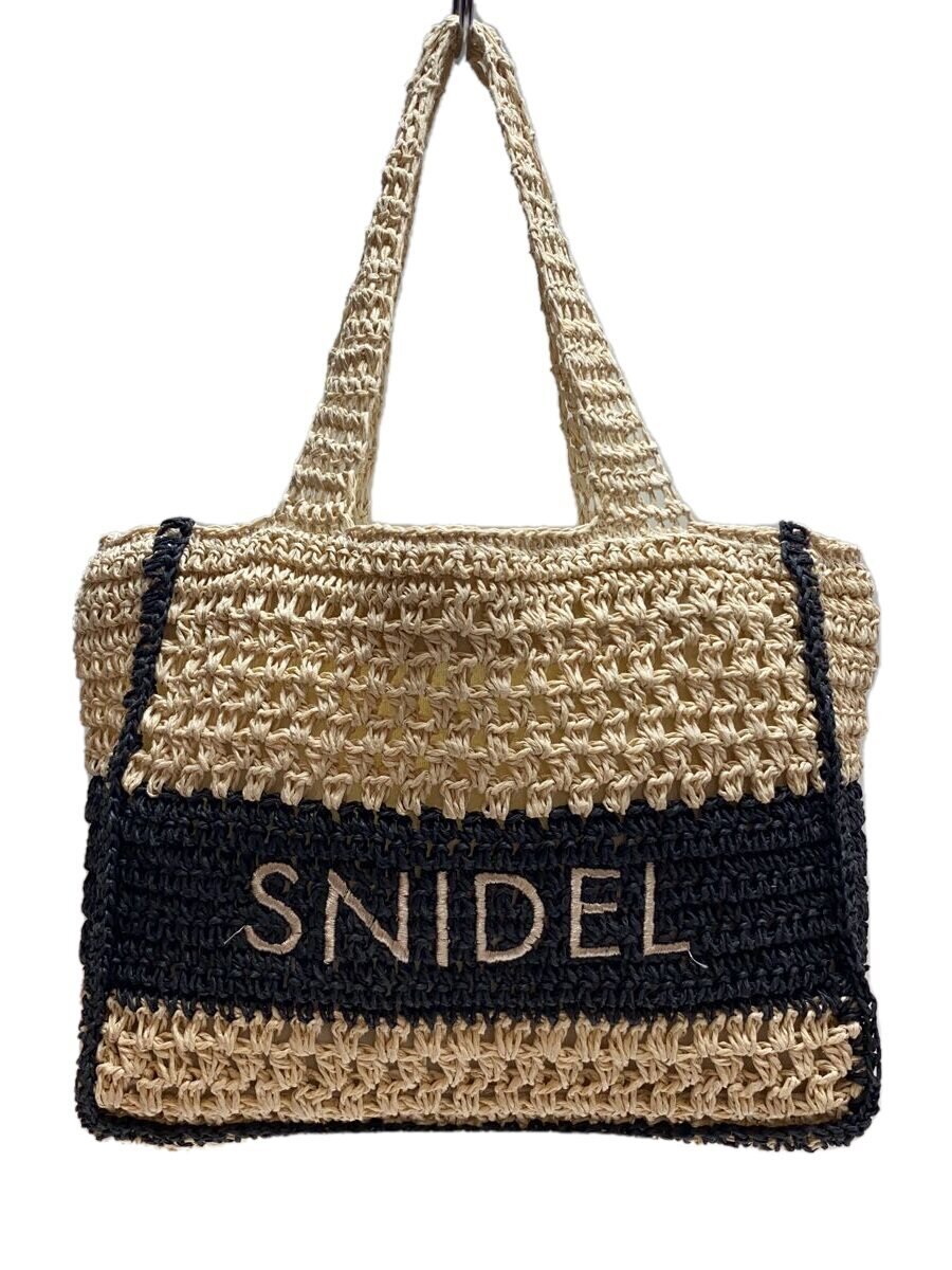 【中古】SNIDEL◆25SS/柄編みロゴトートバッグ/綿織物/BEG/SWGB252632//【御徒面子】