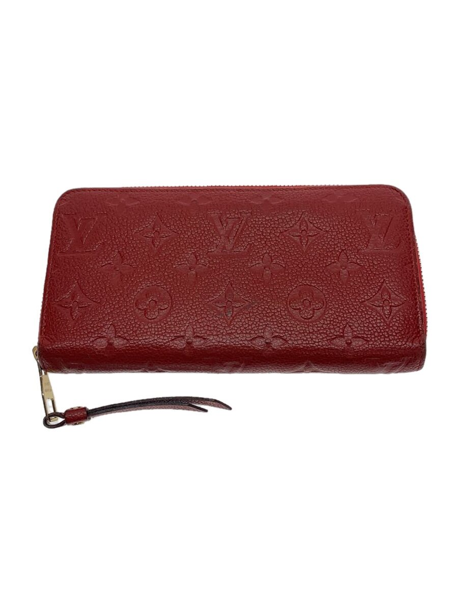 【中古】LOUIS VUITTON◆ジッピー・ウォレット_モノグラム・アンプラント_RED/レザー/RED/モノグラム/レディース【服飾雑貨他】
