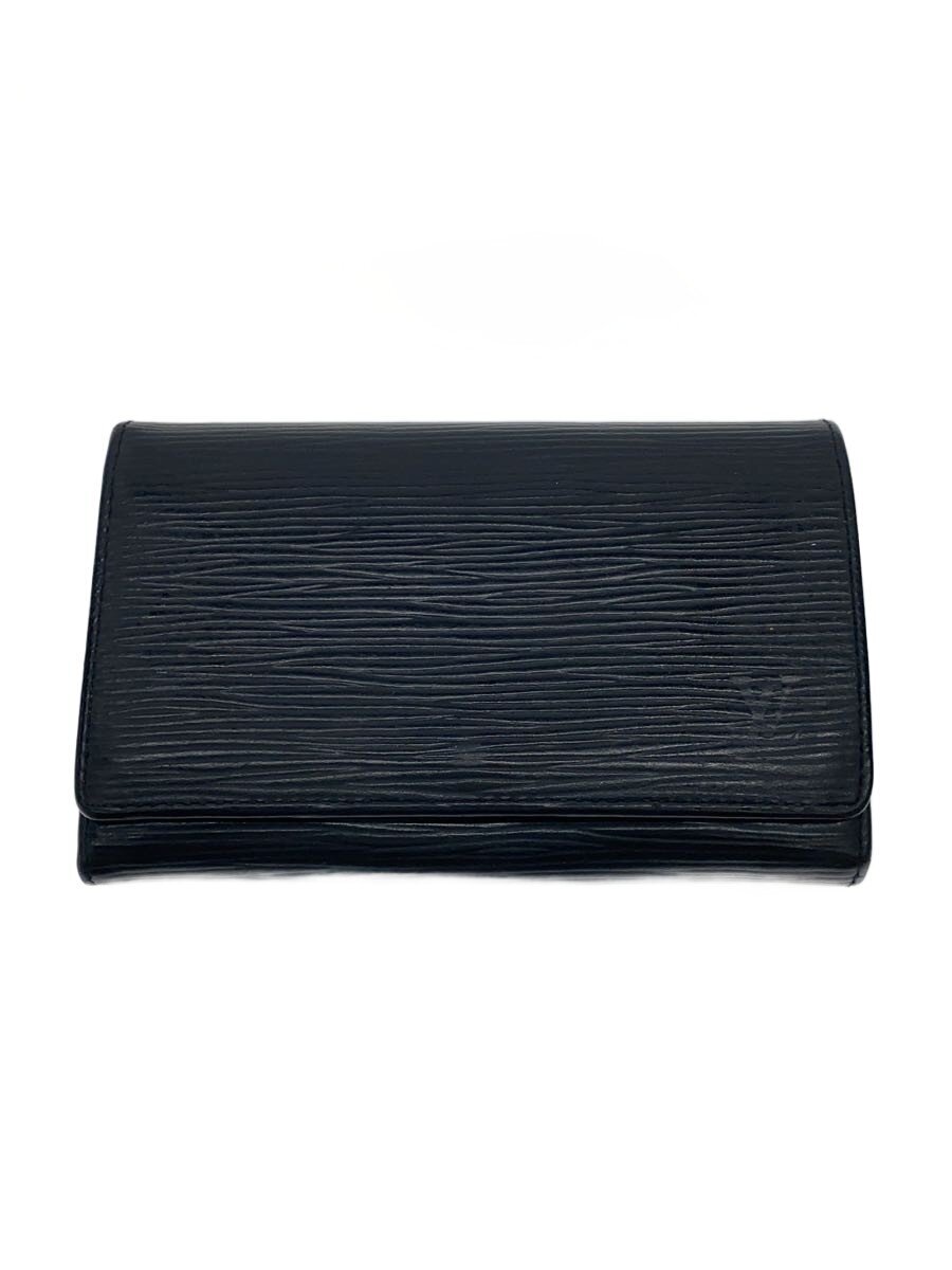【中古】LOUIS VUITTON◆ポルト・モネ・ビエ・トレゾール_エピ/レザー/BLK/レディース【服飾雑貨他】