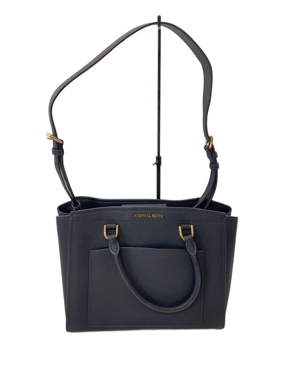 【中古】MICHAEL KORS◆ハンドバック/なめし革/BLU/無地/ps-1910【御徒面子】
