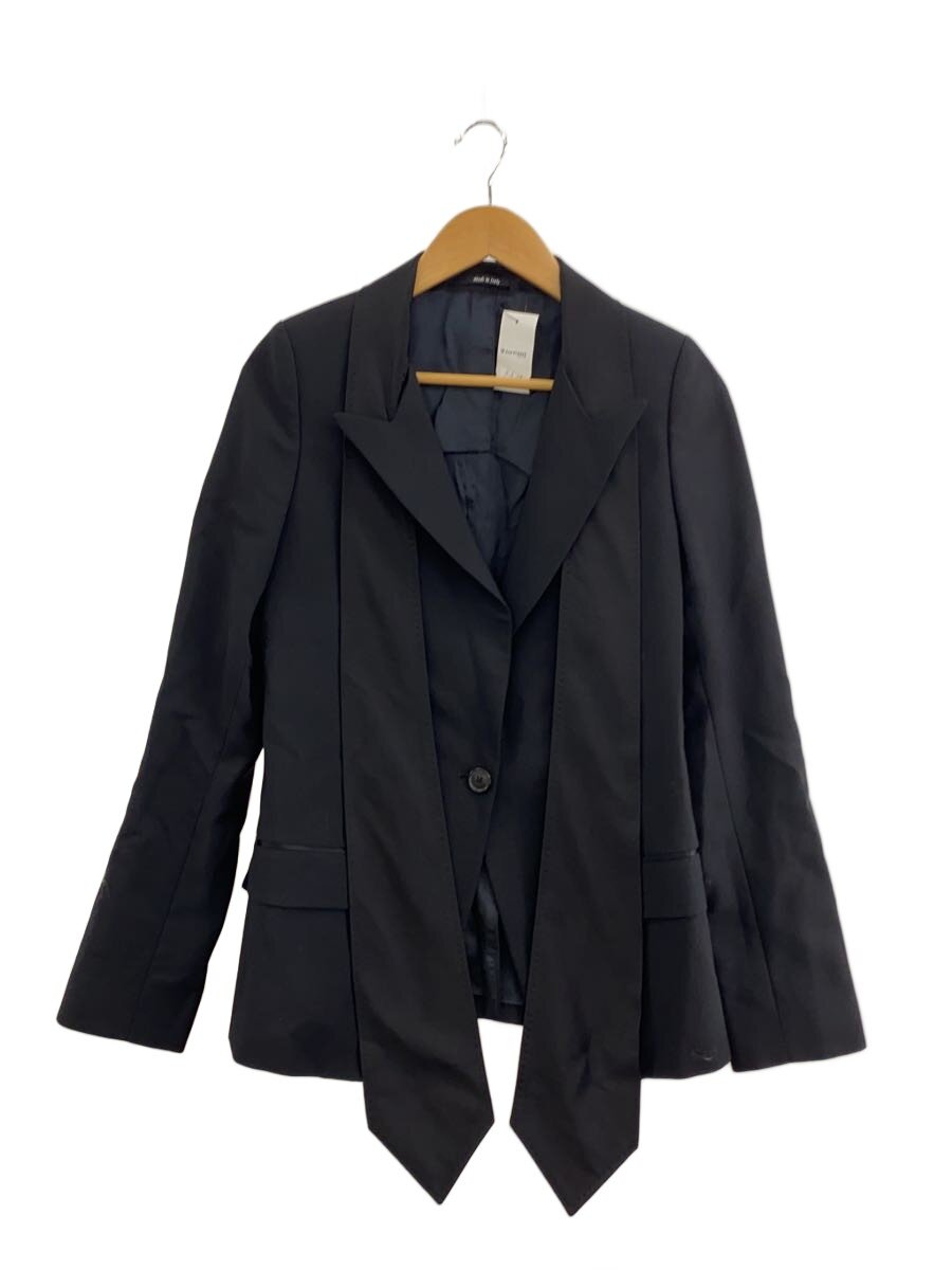 【中古】Maison Margiela◆14AW/えり巻き付き添い人/テーラードジャケット/40/綿織物/BLK/S51BN0199【レディースお召しもの】