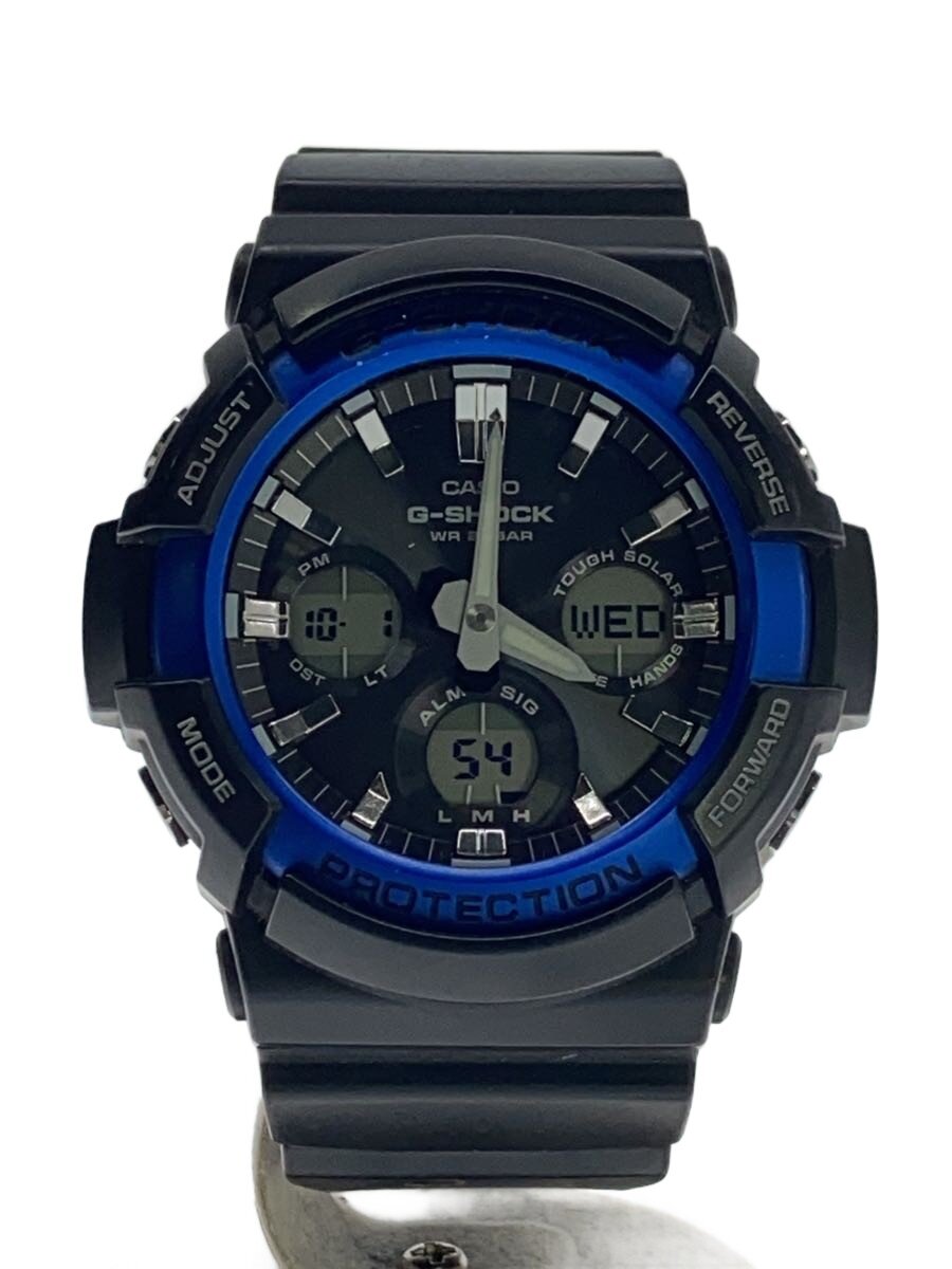 【中古】CASIO◆ソーラーウオッチ/デジアナ/天然ゴム/BLK/BLK/GAS-100B-1A2【服飾雑貨他】