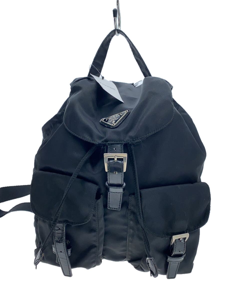 【中古】PRADA◆リュック/バックパック/ミニ/ロゴプレート/レザーベルト/ナイロン/ブラック/黒//BZ2811【バッグ】｜2ｎｄ STREET 店
