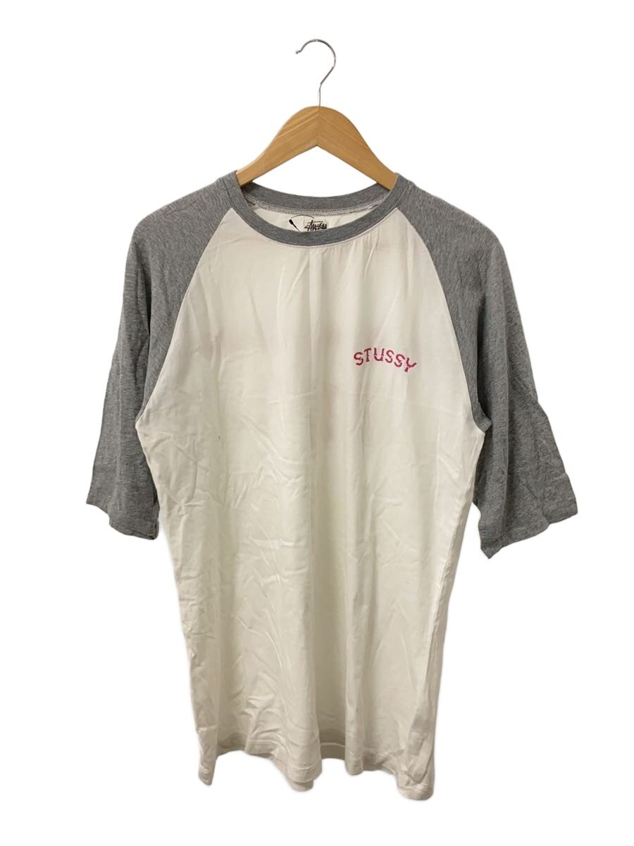 【中古】STUSSY◆7分袖カットソー/L/綿織物/WHT【メンズウェア】