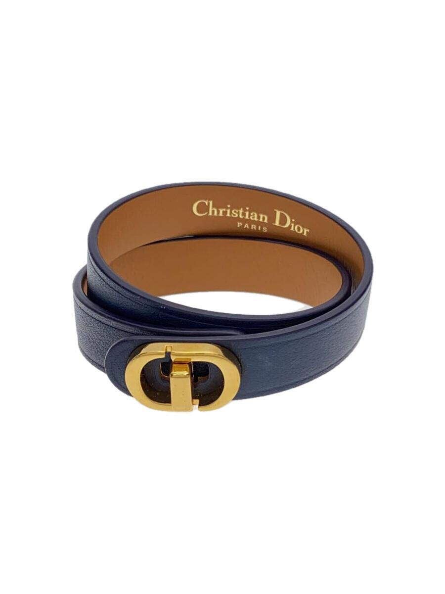 【中古】Christian Dior◆30 MONTAIGNE/ダブル腕輪/なめし革/NVY/レディース/【服飾雑貨他】