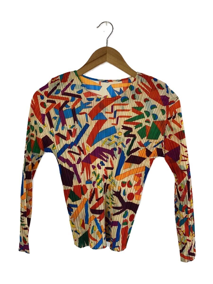 【中古】PLEATS PLEASE ISSEY MIYAKE◆トップス/3/ポリエステル/マルチ色合い/総柄/PP13-JK671//【レディースお召しもの】