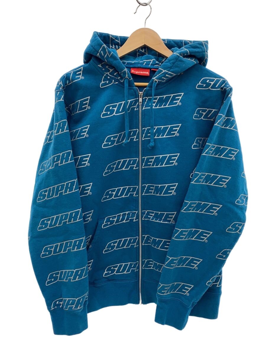 【中古】Supreme◆Repeat Zip Up Hooded Sweatshirtジップパーカー/M/コットン/BLU/モノグラム【メンズウェア】｜2ｎｄ STREET 店
