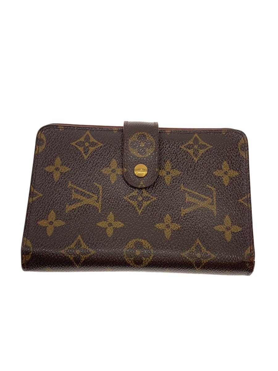 【中古】LOUIS VUITTON◆ポルト・パピエ・ジップ_モノグラム・帆布/PVC/BRW/縞模様/レディース【服飾雑貨他】