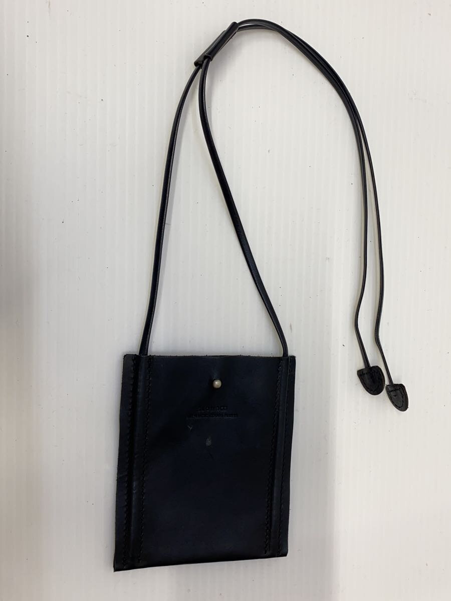 【中古】SLOW\u0026CO◆ショルダーバッグ/なめし革/BLK/無地//【御徒面子】