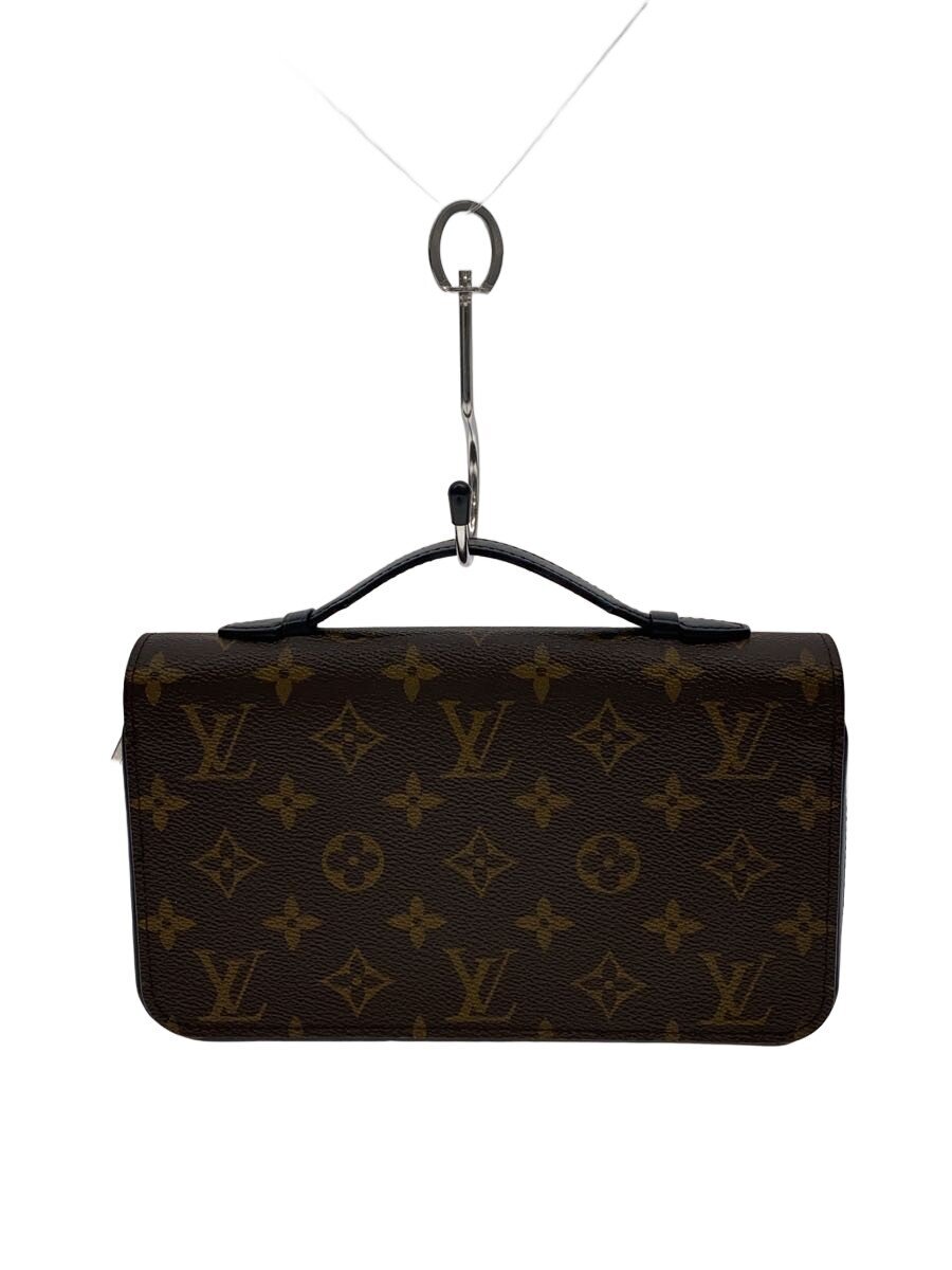 【中古】LOUIS VUITTON◆ジッピーXL_モノグラム・マカサー/PVC/BRW/メンズ【服飾雑貨他】