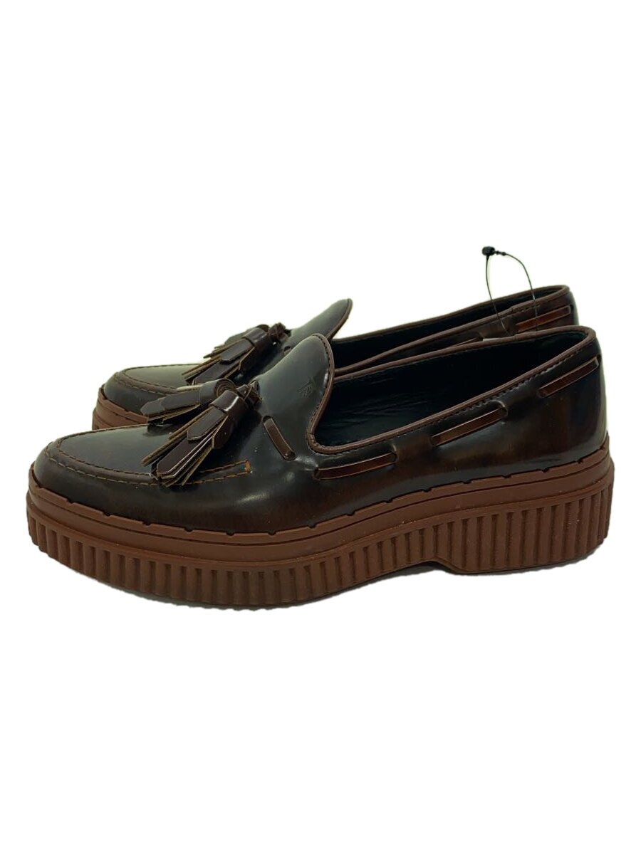 【中古】TOD’S◆置き目毛皮/34/BRW/タッセル【シューズ】