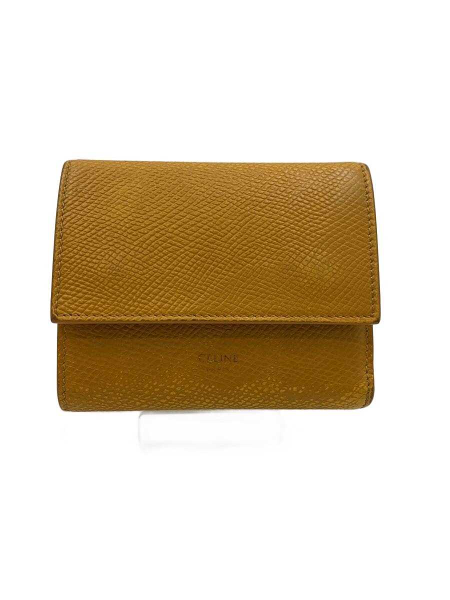 【中古】CELINE◆スモールトリフォールド/3つ折り金入れ/YLW/レディース【服飾雑貨他】