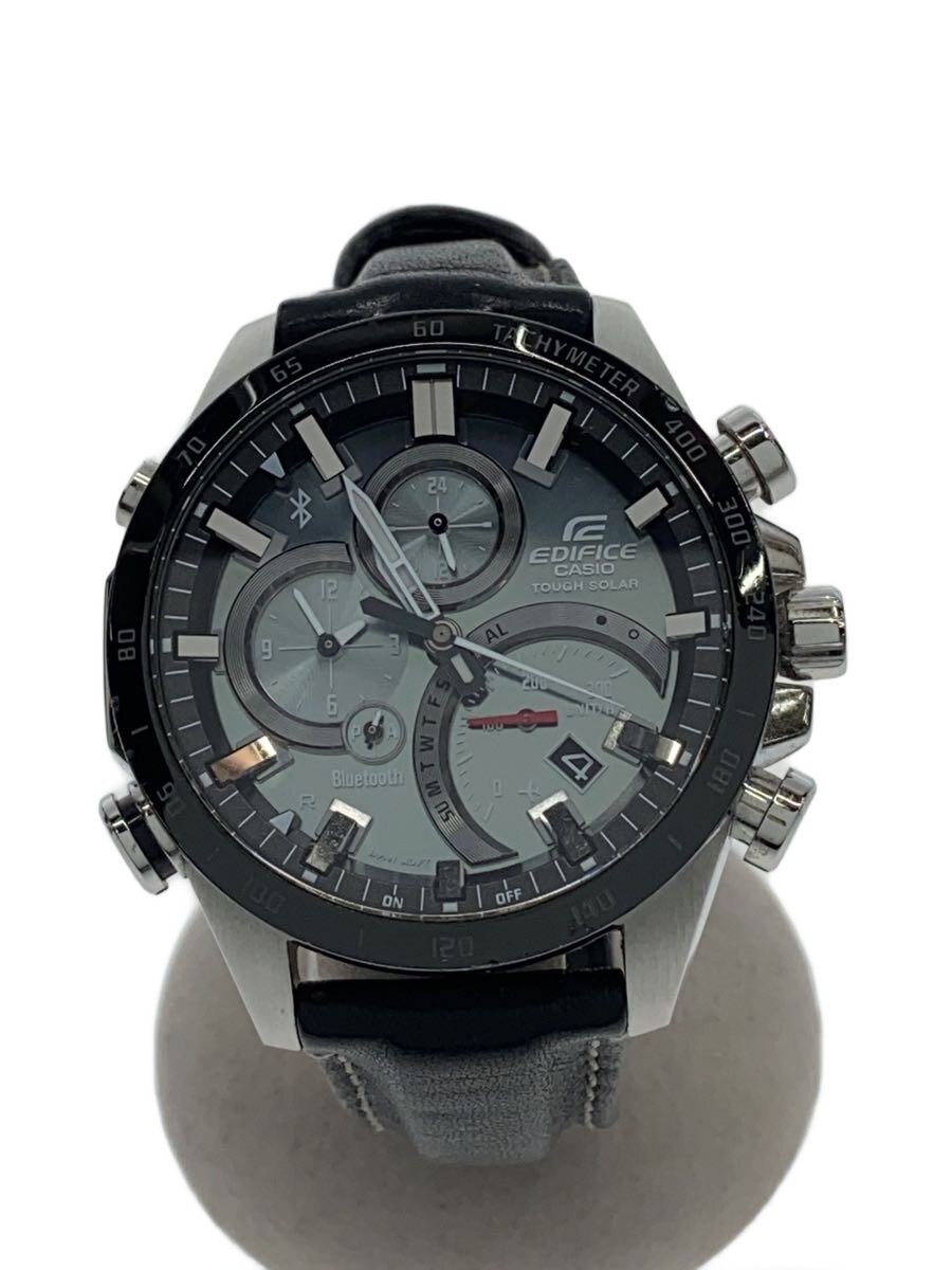 【中古】EDIFICE◆ソーラーウオッチ/アナログ/なめし革/BLK/EQB-501//【服飾雑貨他】