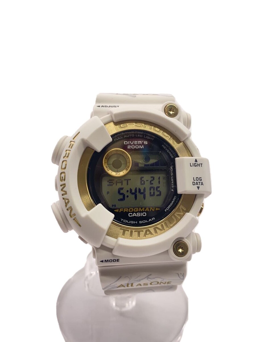 【中古】CASIO◆ソーラーウオッチ_G-SHOCK/デジタル/天然ゴム/WHT【服飾雑貨他】