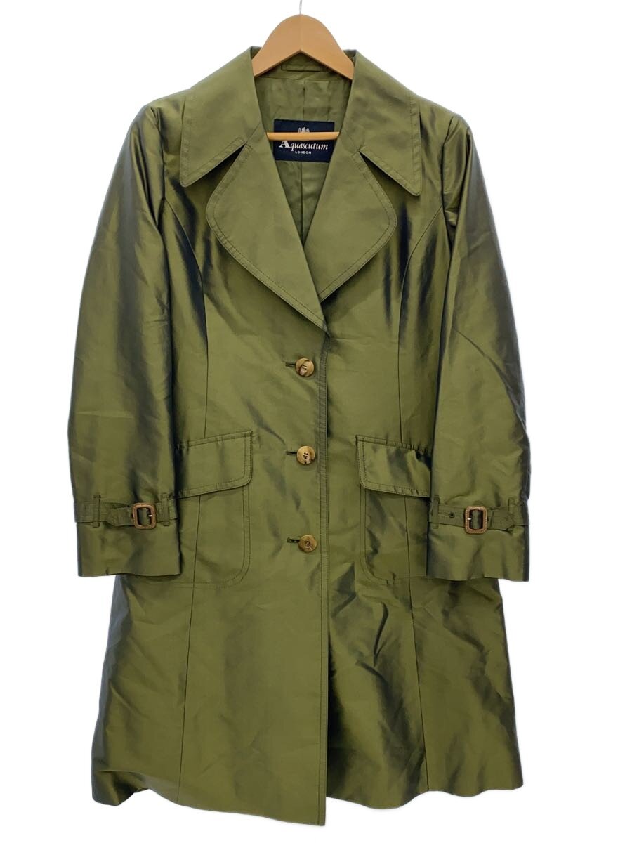 【中古】Aquascutum◆チェスターコート/--/羊毛/GRN/玉虫【レディース御召しもの】