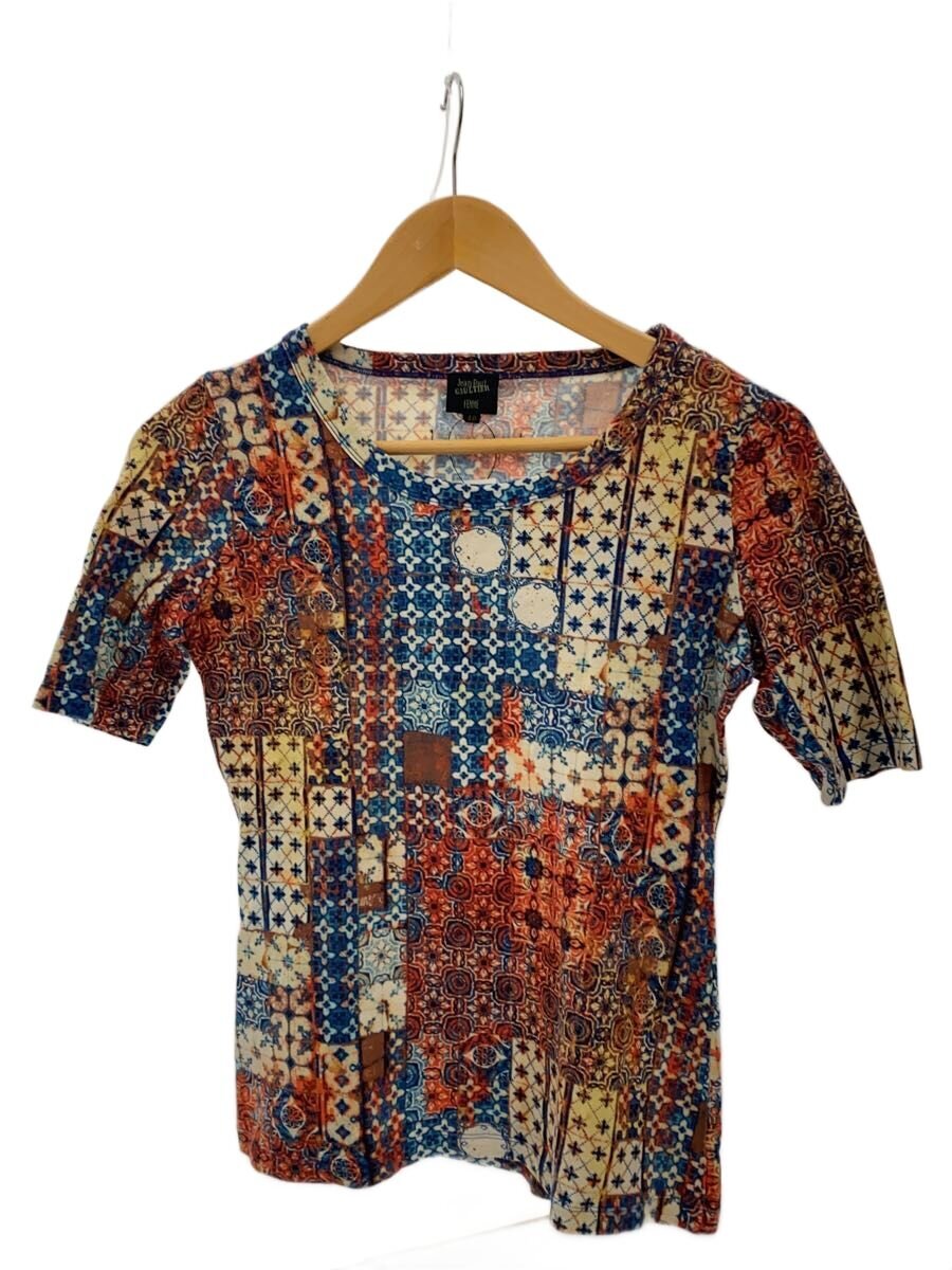 【中古】Jean Paul Gaultier◆半袖カットソー/40/綿織物/BLU/総柄/0511【レディース御召しもの】