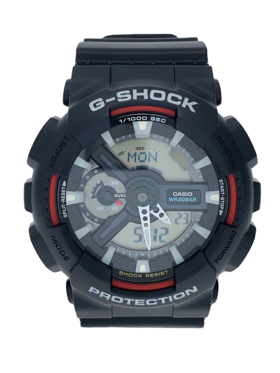 【中古】CASIO◆石英ウオッチ_G-SHOCK/デジアナ/天然ゴム/BLK【服飾雑貨他】