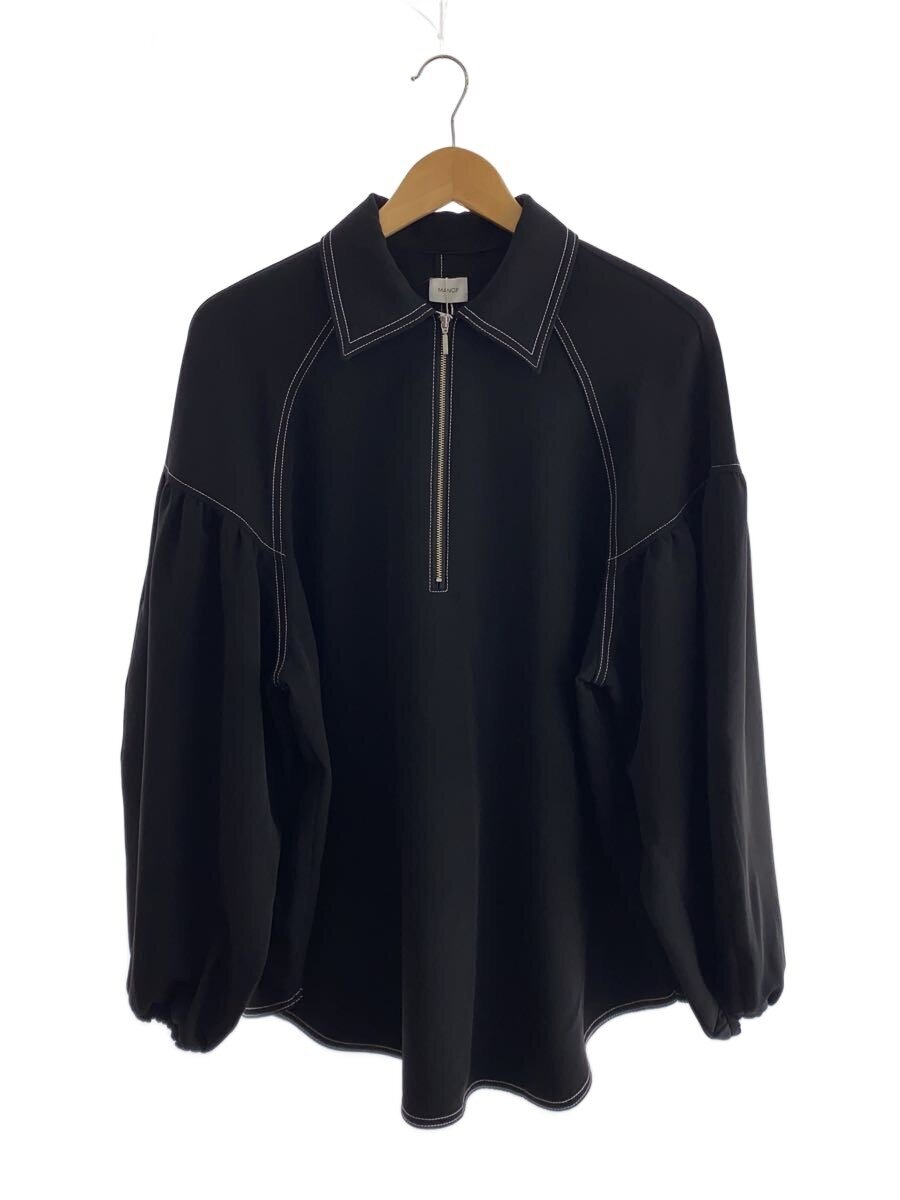 【中古】MANOF◆HALF ZIP TOPS/ハーフジップトップ/FREE/ポリエステル/BLK/無地/88122-4002/【レディースお召しもの】