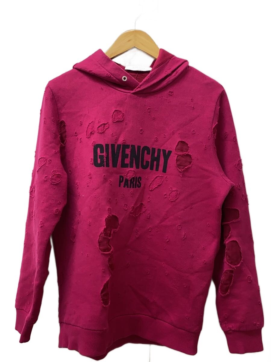 【中古】GIVENCHY◆Destroyed Logo Pullover/パーカー/XS/綿織物/PNK/BM703A3Y0S【レディース御召しもの】