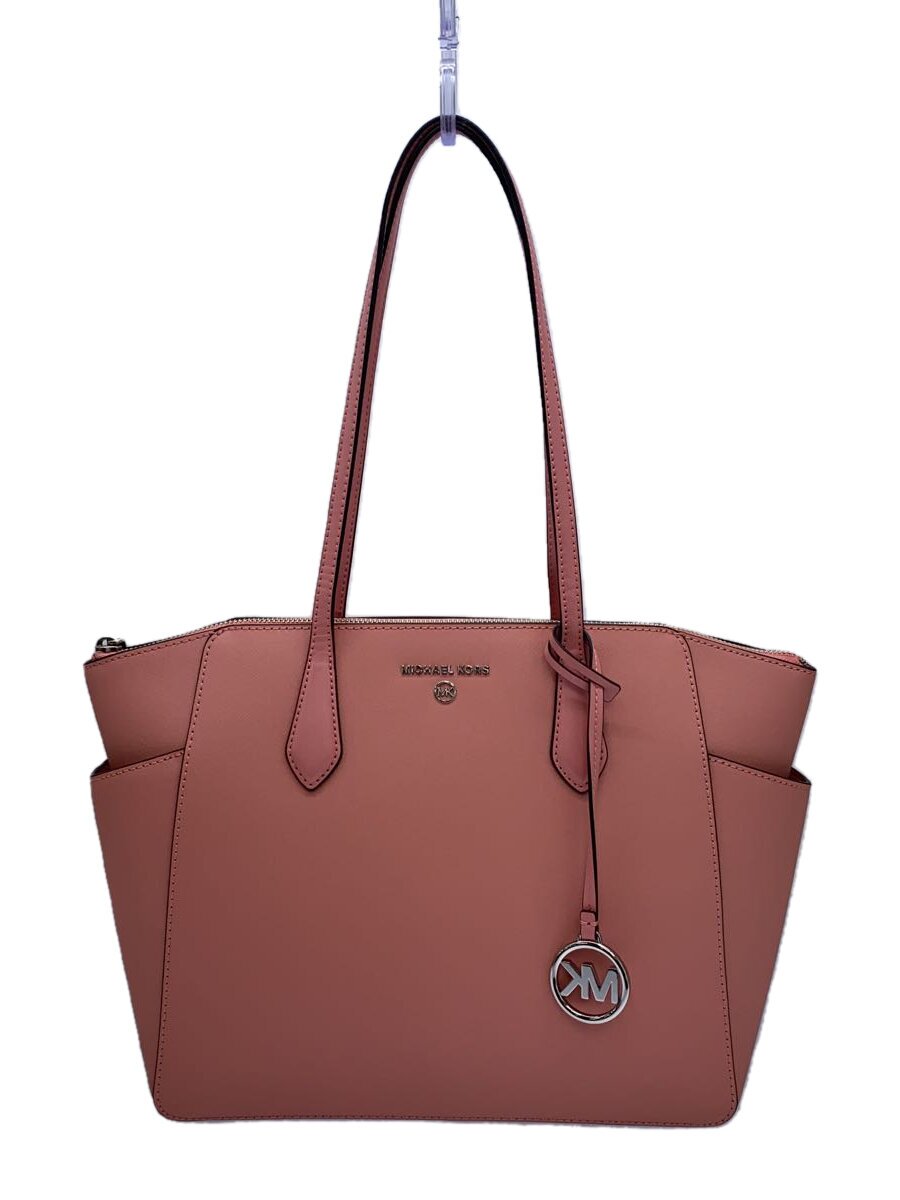 【中古】MICHAEL KORS◆トートバッグ/なめし革/PNK/無地【御徒面子】