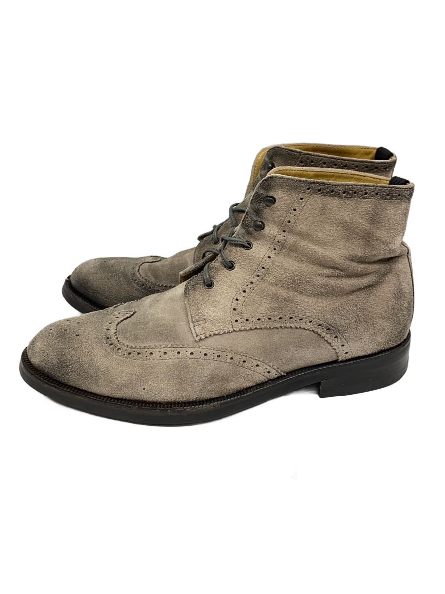 【中古】UNUSED◆ウィングチップレースアップブーツ/42/GRY/スウェード/シュースピード競技剥がれ有【シューズ】